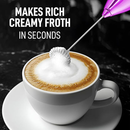 Zulay Kitchen Executive Series Milk Frother Wand - Upgraded & Improved Stand - Ideal Coffee Gift - Coffee Frother Handheld Foam Maker For Lattes - Electric Milk Frother Handheld For Cappuccino