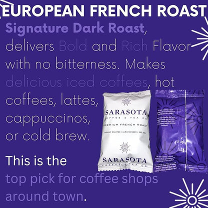 Sarasota Coffee Packs Bulk Ground Packets | Medium, Colombian, & Dark Roast Variety | Gourmet Assorted Sampler | Low Acid Mold Free Individual Pouches for 12 Cup Coffee Maker | 1.75 Oz Bags, 100 Count