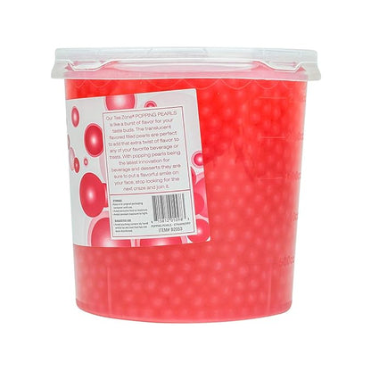 Tea Zone [7 Pounds] Strawberry Popping Pearls for Boba Tea Beverages, Sweets, Ice Cream Topping | B2053