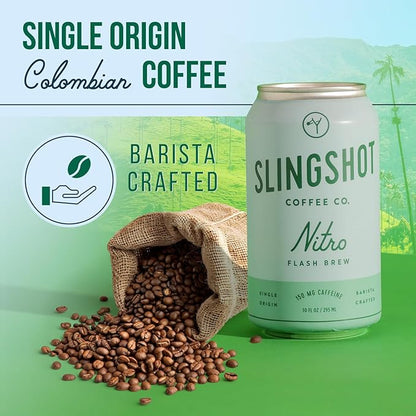 Nitro Flash Brew Coffee, 12-Pack – Organic Colombian, Ready-to-Drink Cans (10 oz Each), Smooth & Creamy with Caramel, Baking Spice & Dark Fruit Notes, 12 Pack