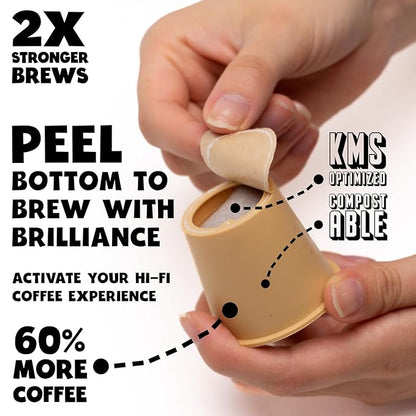 BestCUP Compostable Coffee Pods for Keurig: 16CT Extra Strong Dark Roast Coffee K Cups - Bold Rich With Notes of Chocolate | Compatible With 1.0 Brewers | Plastic-Free | Single-Serve | 16g Arabica