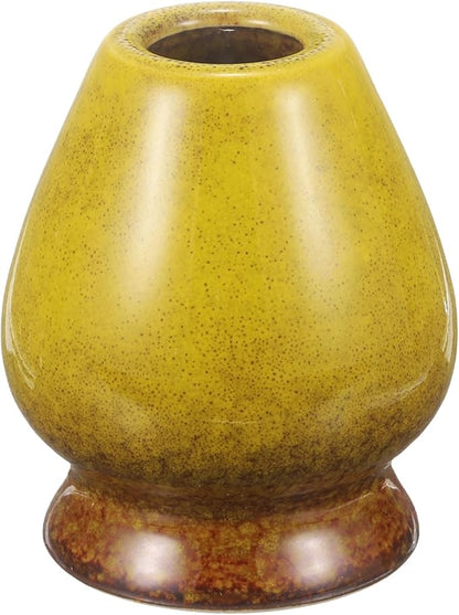 HARFINGTON Ceramic Chasen Stand 70mm Matcha Whisk Holder Teas Set Whisks Stand Traditional Matcha Tea Chasen Holder Tea Set Accessories for Tea Tasting, Gradient Yellow