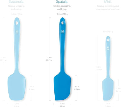 DI ORO Silicone Spatula - 600°F Heat-Resistant Rubber Kitchen Spatula for Baking, Scraping, & Mixing - BPA Free Nonstick Cookware Safe Flexible Utensil for Cooking - Seamless & Dishwasher Safe (Blue)