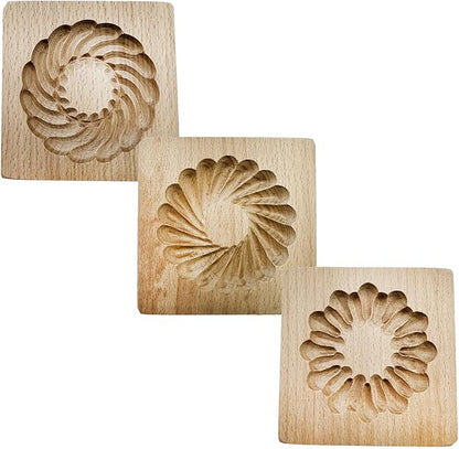 Wooden Cookie Biscuit Mold, 3D Baking Mold, Embossing Craft Decorating Baking Tool, Suitable for Halloween Thanksgiving Christmas Kitchen DIY (Cookies-B-3PCS)