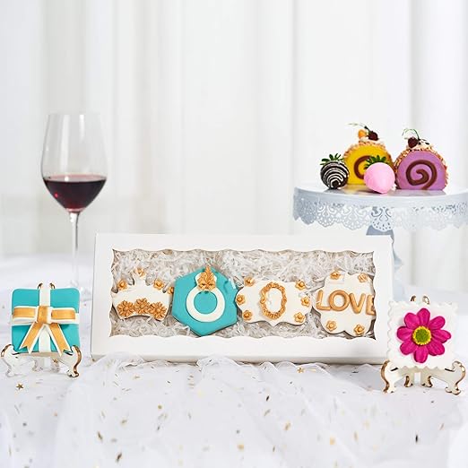 4PCS 12 x 5 x 1.5 inches Auto-Popup One Piece Premium White Cookies Boxes, Mini Strawberry Boxes, Bakery Box for Holiday Cookie Gift Sets