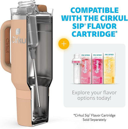 Cirkul 40oz. Apricot Stainless Steel Tumbler with Handle, All-Day StrawSip™, Double-Wall Insulated