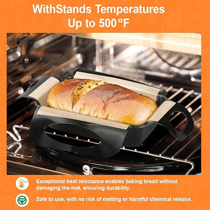 2Pcs Reusable Silicone Bread Loaf Pan Liner, Food-Grade Silicone Bread Sling, Sourdough Bread Baking Mat, Loaf Pan Lifters, Non-Stick&Easy Clean Dough Transfer Tool, Fits 9x5 or 1.5lb Loaf Pans,Black