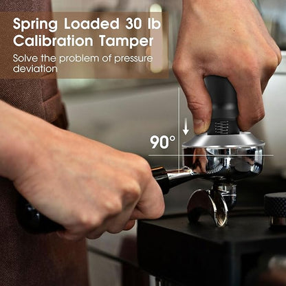 51mm Espresso Accessories Kit, Spring Loaded Calibrated Tamper, WDT Tool and Dosing Funnel Set Fits Espresso Coffee Machines and 51 mm Portafilters