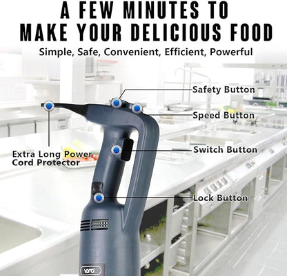 VONCI 750W Commercial Immersion Blender, Electric Hand Blender with 12" Detachable Shaft, Variable Speed 8000-19000RPM,Industrial Immersion Blender for Restaurant Kitchen.Extra Heavy Duty Hand Mixer.
