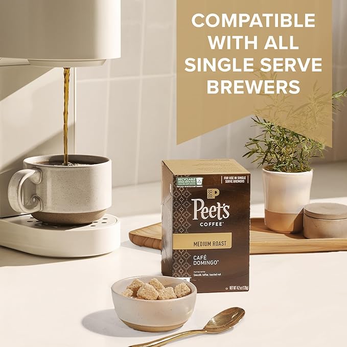 Peet's Coffee, Single Serve Coffee Pods Variety Pack - Major Dickason's Blend, Big Bang, French Roast, Café Domingo, Organic Alma De La Tierra, House Blend, 60 Count (6 Boxes of 10 Pods)