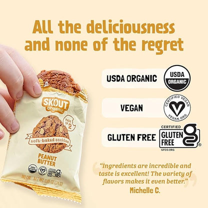 Skout Organic Peanut Butter Soft Baked Cookie (3 Pack) | Soft Baked Cookies | Plant-Based | Vegan | Gluten, Dairy, & Soy Free