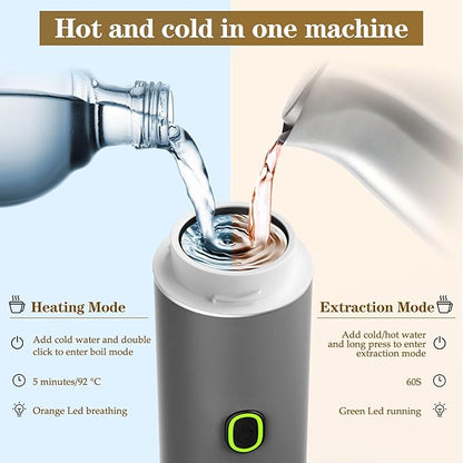 3-in-1 Portable Espresso Maker, Travel Coffee Maker, Self-Heating Car Coffee Maker with USB-C, Small Espresso Machine with Ground Coffee & Capsules (NS＆DG) for RV, Hiking, Office (grey)