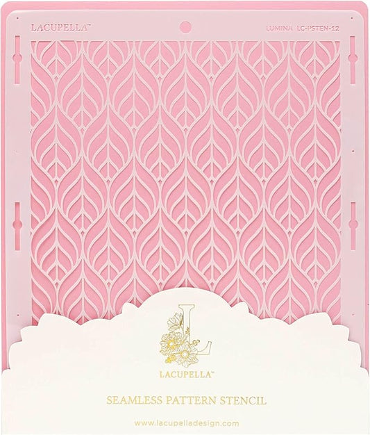Cake Baking Stencil - Seamless Delicate Pattern for Decorating Tall Double Barrel Cake to Use with Buttercream, Royal Icing, Ganache, Paint, Airbrush (Lumina)