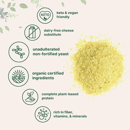Organic Non-Fortified Nutritional Yeast Flakes, 2 Pounds (32oz) | Rich in Vegan Protein, B Vitamins & Beta-glucans | Keto Friendly, Dairy Free Cheese Substitute, Non-GMO, Gluten Free