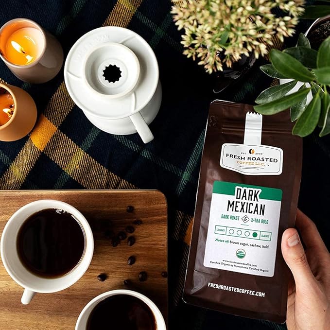 Fresh Roasted Coffee, Organic Dark Mexican | Mold & Myco 3rd Party Tested, USDA Organic, Kosher | Dark Roast 5 lb (80 oz) Ground