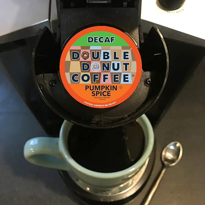 Pumpkin Spice Medium Roast Flavored Decaf Coffee Pods for Keurig K-Cup Makers from Double Donut, 96 Capsules