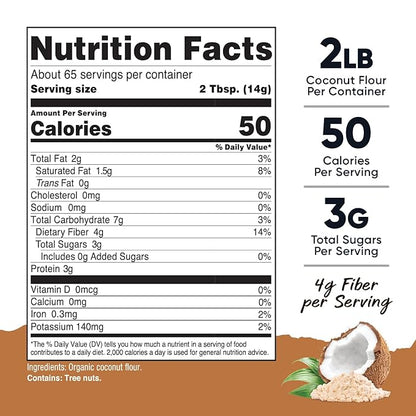 Nutricost Pantry Organic Coconut Flour (2 LB) - Gluten-Free, GMO-Free