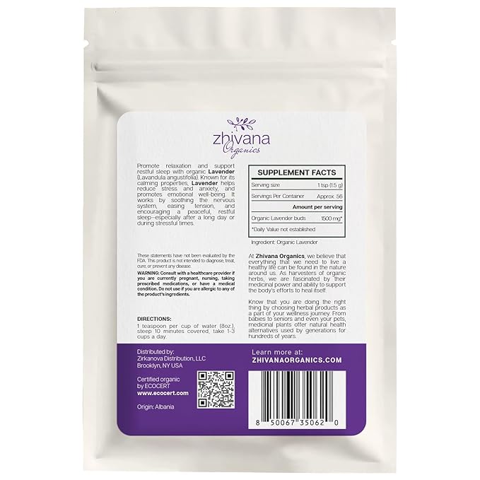 Organic Culinary Lavender Flowers for Tea, Cooking & Baking (3 oz.) - Food Grade Lavender Buds - Te de Lavander Para Dormir - Edible Lavander Herb