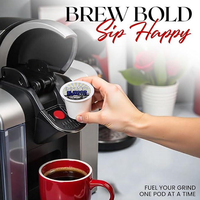 InfuSio Almond Amaretto Coffee pods, Single Serve Flavored Coffee Pods for Keurig K Cups Brewers - Premium Roasted 96 count