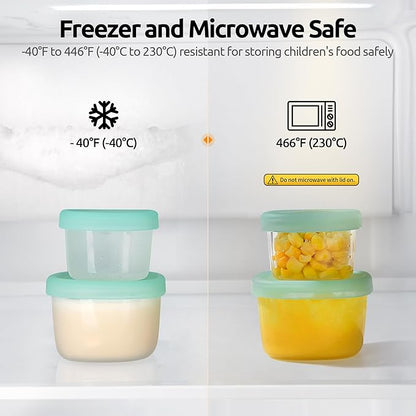 U-Taste 3oz Mini Sauce Containers: Food Grade Liquid Silicone Condiment Storage with Airtight Lid, Freezer Safe with Clear 100ml Measurements, Reusable for Dipping Ketchup, Salad Dressing (Aqua Sky)