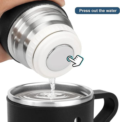 Stainless Steel Thermo 500ml/16.9oz Vacuum Insulated Bottle with Cup for Coffee Hot drink and Cold drink water flask.(Black,Set)