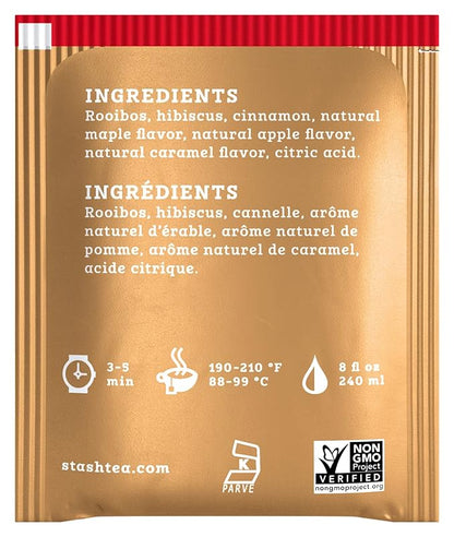Stash Tea Maple Apple Cider Herbal Tea - Naturally Caffeine Free, Non-GMO Project Verified Premium Tea with No Artificial Ingredients, 18 Count (Pack of 6) - 108 Bags Total