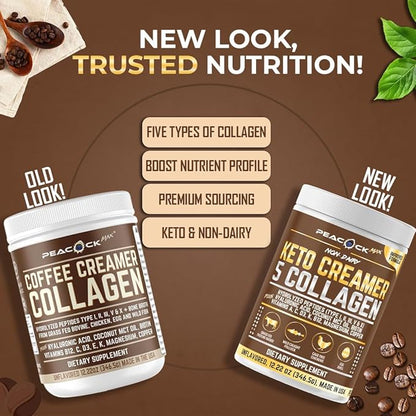 Collagen Keto Coffee Creamer Powder 12.2 oz - Hydrolyzed Collagen Peptides with Coconut MCT Oil, B12, Magnesium, Unflavored Protein Powder, Sugar Free Coffee Creamer for Smoothies & Baking