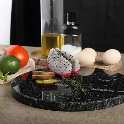 Koville Brazilian Natural Marble Cutting Board for Kitchen, 11inch Round Hand Crafted Marble Slab for Cheese, Charcuterie, Pastry Board - Wedding Gift, House Warming Gift(Via Lactea)