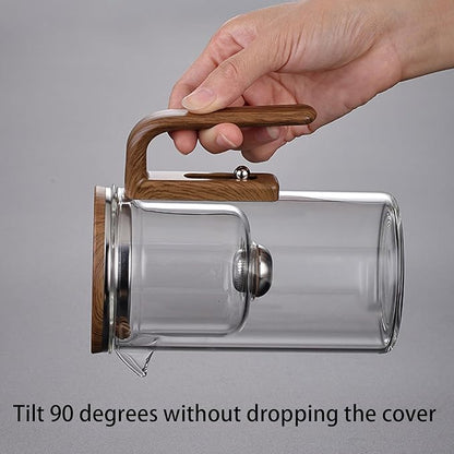 Enchanti Tea Pot, Witchcraft Magic Glass Teapot with Infuser Strainer and Lid for Loose Leaf Tea Herbal, Magnetic Water Separation Tea Maker Kettle with Cups Clear Enchantipot (1000ml)