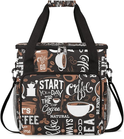cfpolar Coffee Maker Storage Bag, Waterproof Travel Carrying Storage Tote Bag Organizer Case, Compatible with K-Mini or K-Mini Plus, And Suitable for Other Accessories， With Pockets for K-Cup Pods