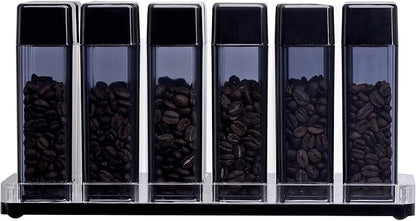 Normcore Single Dose Coffee Bean Storage Containers - 12 Tubes Espresso Bean Cellars with Stand & Hopper - One-Way Exhaust Valve - Capacity 25-28g - Lt Smoke Grey
