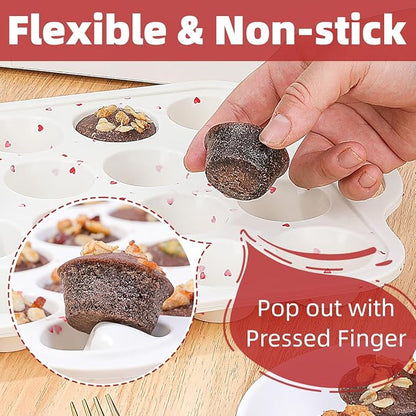 CAKETIME Mini Cupcake Pan, Metal Reinforced Frame Silicone Mini Muffin Pan Nonstick 24 Cups with Handle for Valentine's Day Baking Muffins, Cupcakes, Egg Bites 1 Pack