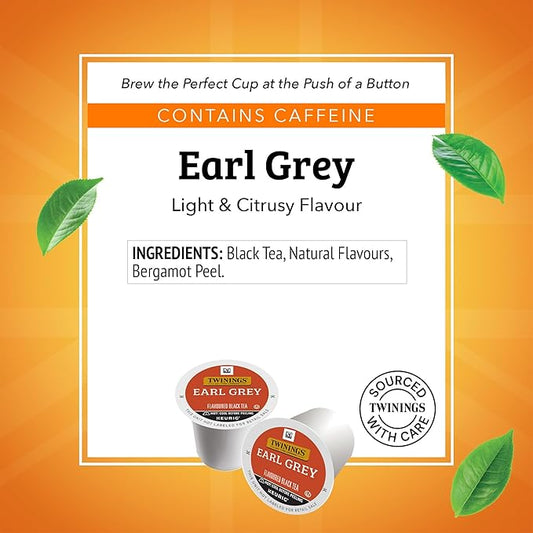 Twinings Earl Grey Black Tea 72 K-Cup Pods for Keurig, 12 Count (Pack of 6), Flavoured with Citrus & Bergamot, Caffeinated, Enjoy Hot or Iced