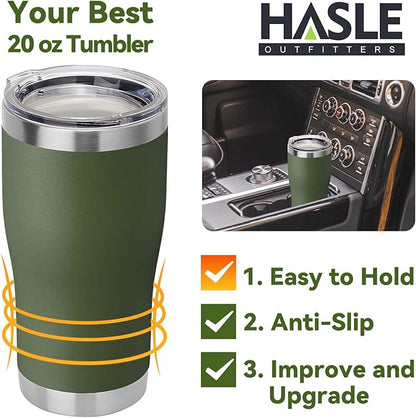 HASLE OUTFITTERS 20 oz Tumbler Bulk, Stainless Steel Tumblers with Lid, Vacuum Insulated Tumbler, Double Wall Powder Coated Cup, coffee mugs, Army Green, 6 Pack