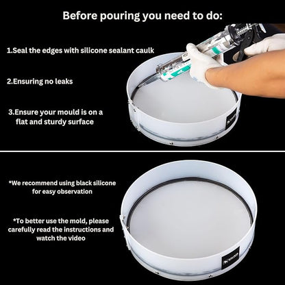 Resin Mold Large Round Deep -Kalinta 24inch Reusable Epoxy Round Molds for Resin Clock, Serving Tray Board, End Table，Floral Preservation Bouquet