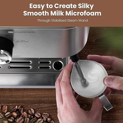 Gevi 58mm Commercial Grade Espresso Machine with PID Temp Control, Adjustable Shot/Temp, Powerful Steam Wand & Barista Kit - Ideal for Home & Café (EzBru 1000)