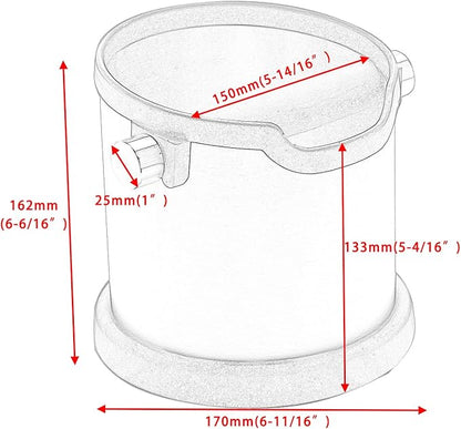 Espresso Knock Box, Capacity 60.8oz/1800ML Stainless Steel Coffee Grounds Container Waste Bin Coffee Tools for Barista and Non-slip Base (Black)