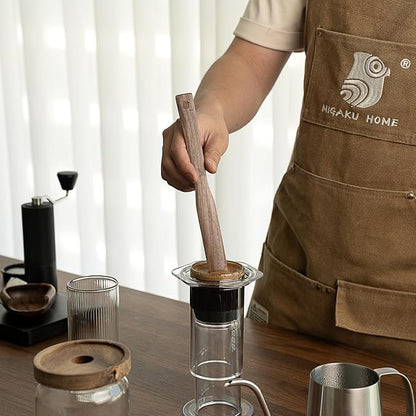 Black Walnut Coffee Stir Stick for Syphon Coffee Maker/Aeropress/French Press - 10" Wooden Coffee Brewer Accessory with Ergonomic Handle