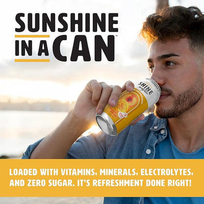 ShineWater Peach Mango Vitamin D Electrolyte Drink | Zero Sugar Hydration Beverage with Magnesium, Zinc & Antioxidants | Low Calorie Plant-Based Vitamin Water | 12 Pack