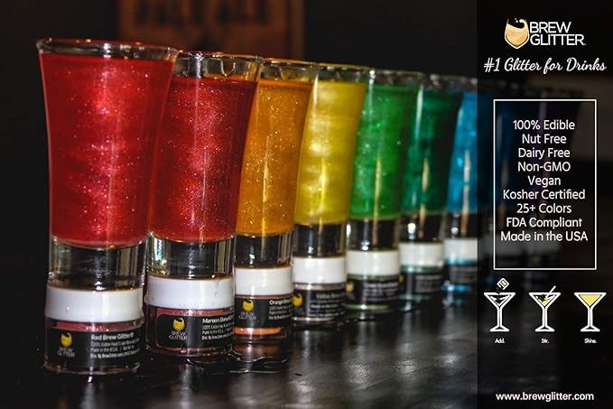 Brew Glitter - Black Shimmer (45g 1x Shaker Jar) | Edible Glitter For Drinks, Beer and Cocktail Beverages by Bakell