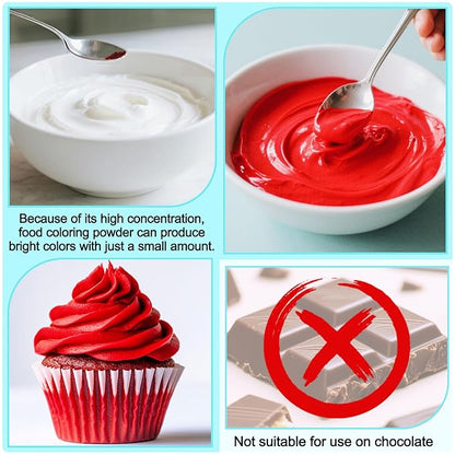 Food Coloring Powder - 15 Bright Colors Flavorless Food Dye, High Concentrated Upgraded Food Coloring for Icing, Baking, Cake Decorating, Cooking, Frosting - 5g/bottles