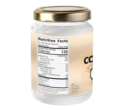 True Organic Virgin Coconut Oil 16 Fl Oz |Unrefined, Cold-Pressed Extra Virgin Coconut Oil | USDA Organic and Kosher |Cooking Oil.