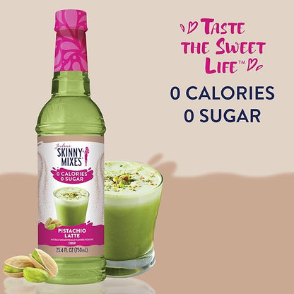 Jordan's Skinny Syrups Sugar Free Coffee Syrup, Pistachio Flavor Drink Mix, Zero Calorie Flavoring for Chai Latte, Protein Shake, Food & More, Gluten Free, Keto Friendly, 25.4 Fl Oz, 1 Pack