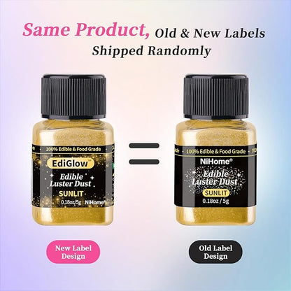 NiHome Edible Food-Grade Glimmer Powder Glitter Luster Dust Metallic Food Decorating Sprinkle Glimmery Dust for Drink Wine Beverage Cake Candy Dessert Bakery Restaurant Vegan (0.18oz/5g, Girl Pink)