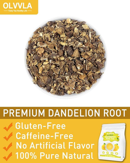 Olvvla - Dandelion Root Tea Bags - 2g X 80 Count - Premium Raw Dandelion Root - Caffeine-free - Non-GMO - Support Digestion & Cleanse