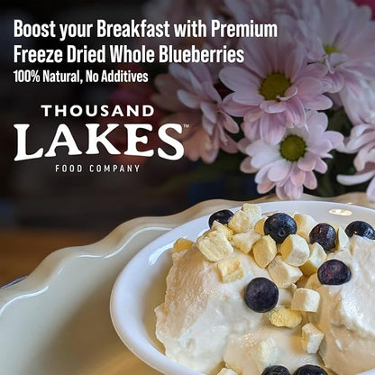 Thousand Lakes Freeze Dried Fruit - Blueberries 4-pack 1.2 ounces (4.8 ounces total) | No Sugar Added | 100% Whole Blueberries