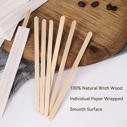 Coffee Filters 1-2 Cup 100 Count Disposable Basket Coffee Filter Paper with 100 Pcs Wooden Coffee Stirrer Sticks Natural Filters for Commercial Home Pour Over Coffee Kit