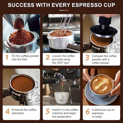 Gmnuiy22 PCS 51mm Coffee Tamper ，Espresso Accessories，Barista Kit with Espresso Tamper ，Frothing Pitcher，WDT Tool，Coffee Stirrer，Tamper Mat ，Coffee Stencils ， Latte Art Pen
