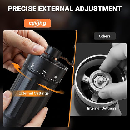 Mini Manual Coffee Grinder with CNC Stainless Steel Conical Burr & 40 Adjustable Settings, Portable Hand Coffee Bean Mill with 30g Capacity & Crank, Great for Travel, Camping, Espresso, Pour Over, etc