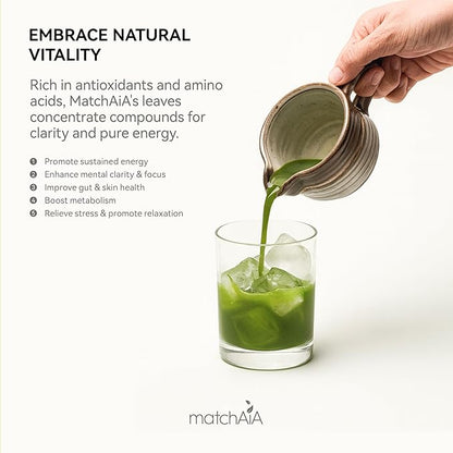 MatchAiA Organic Ceremonial Matcha Green Tea Powder - Superior Ceremonial Grade, First Spring Harvest, USDA Certified, 100% Pure - Sugar Free, Gluten Free (60g / 2.1oz Tin)